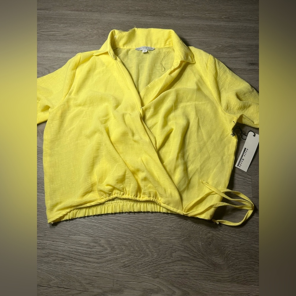 Bright Yellow Button-Up Shirt - image 2